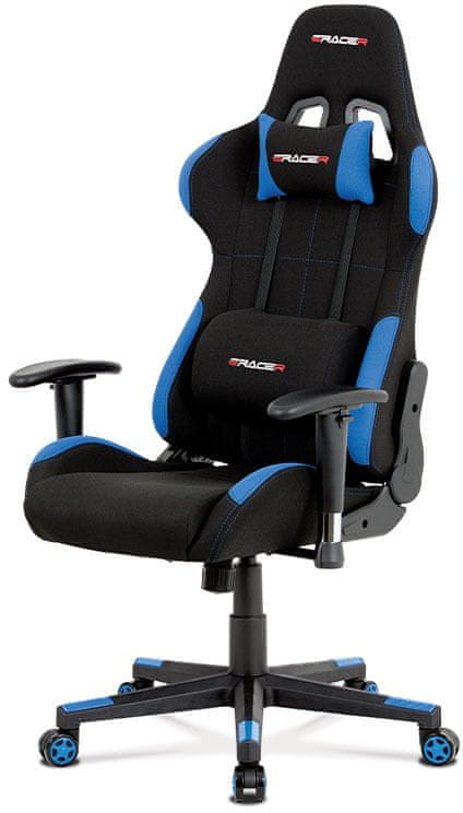 Autronic Kancelárska stolička, modrá-čierna látka, hojdacia mach, plastový kríž KA-F02 BLUE